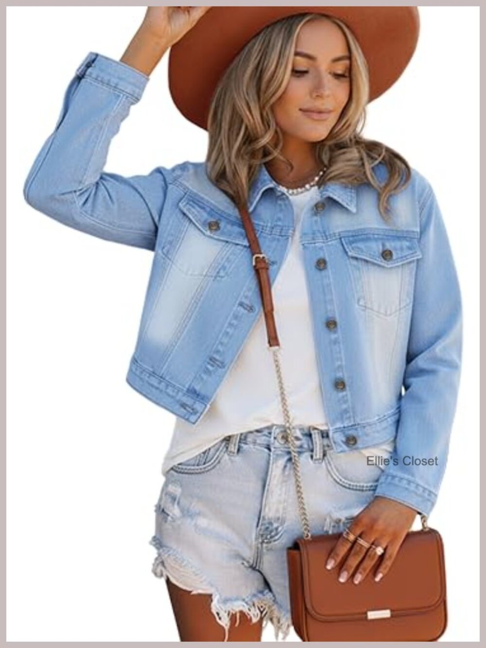 Women's Stretchy Crop Denim Jacket Lightweight 4 Pockets Casual Long Sleeve